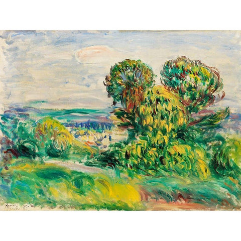 Landscape 1890 White Modern Wood Framed Art Print by Renoir, Pierre-Auguste