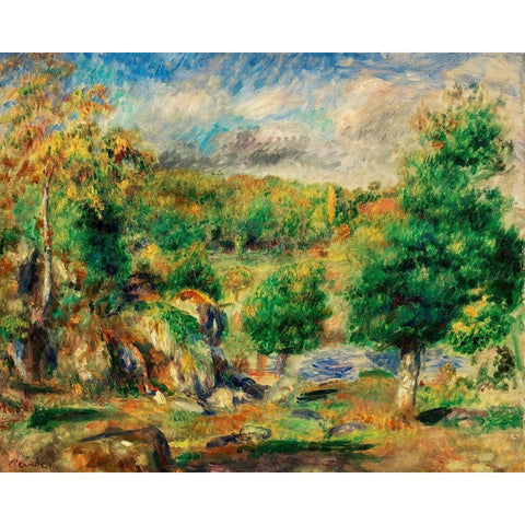 Chestnut Trees, Pont-Aven 1892 White Modern Wood Framed Art Print by Renoir, Pierre-Auguste