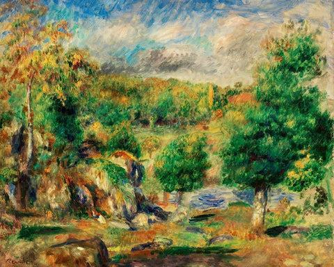 Chestnut Trees, Pont-Aven 1892 White Modern Wood Framed Art Print with Double Matting by Renoir, Pierre-Auguste