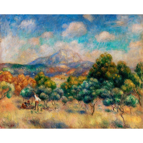 Mount of Sainte Victoire 1889 Black Modern Wood Framed Art Print by Renoir, Pierre-Auguste
