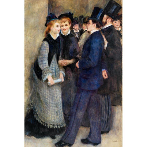 Leaving the Conservatory Black Modern Wood Framed Art Print by Renoir, Pierre-Auguste
