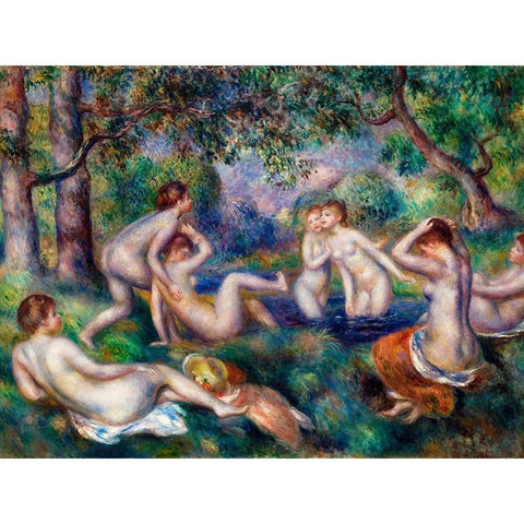 Bathers in the Forest 1897 Black Modern Wood Framed Art Print with Double Matting by Renoir, Pierre-Auguste