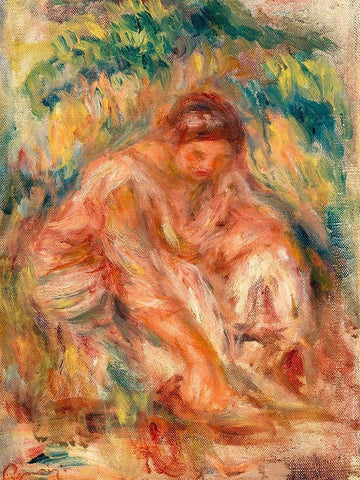 Sketch of a Woman 1916 White Modern Wood Framed Art Print with Double Matting by Renoir, Pierre-Auguste