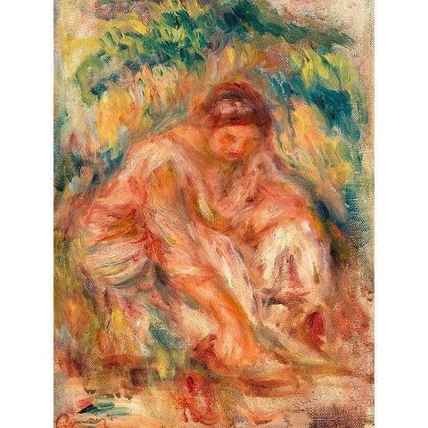 Sketch of a Woman 1916 Gold Ornate Wood Framed Art Print with Double Matting by Renoir, Pierre-Auguste