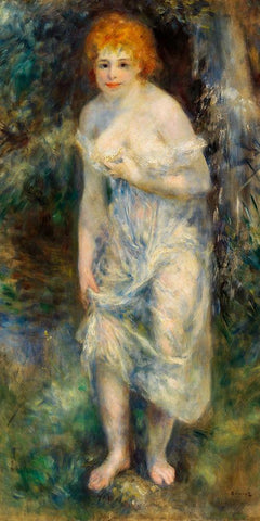 The Source 1875 Black Ornate Wood Framed Art Print with Double Matting by Renoir, Pierre-Auguste