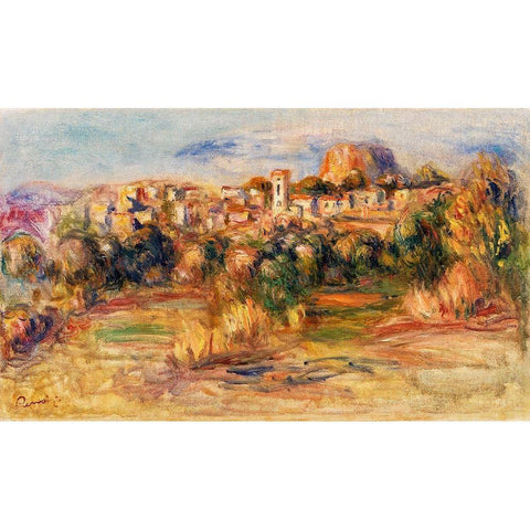 Landscape, La Gaude 1910 Black Modern Wood Framed Art Print by Renoir, Pierre-Auguste