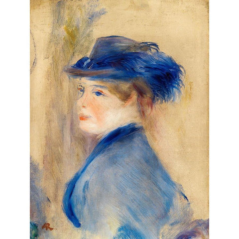 Bust of a Woman 1875 Black Modern Wood Framed Art Print with Double Matting by Renoir, Pierre-Auguste