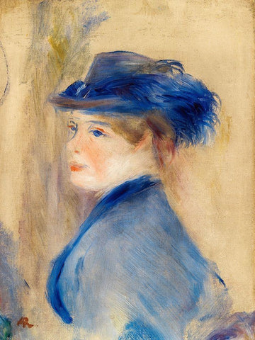 Bust of a Woman 1875 Black Ornate Wood Framed Art Print with Double Matting by Renoir, Pierre-Auguste