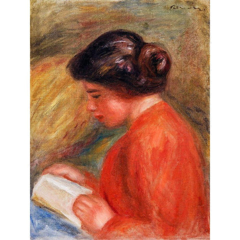 Young Woman Reading 1909 Black Modern Wood Framed Art Print by Renoir, Pierre-Auguste