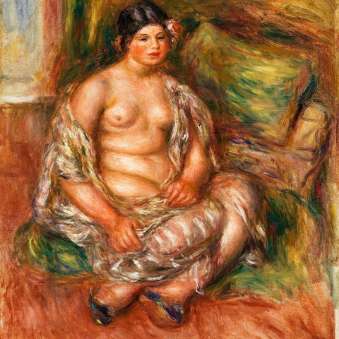 Seated Odalisque 1918 Black Modern Wood Framed Art Print with Double Matting by Renoir, Pierre-Auguste