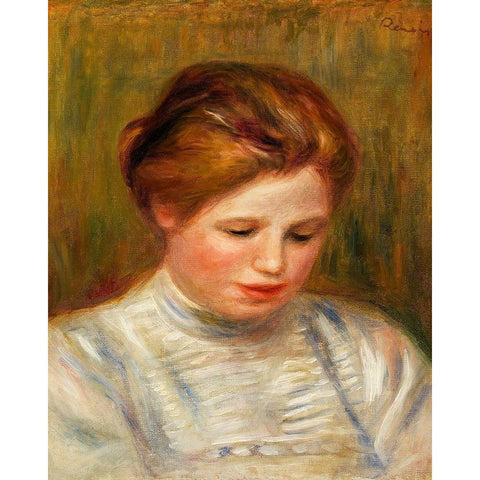 Head 1904 White Modern Wood Framed Art Print by Renoir, Pierre-Auguste