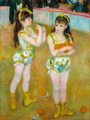 Acrobats at the Cirque Fernando 1879 White Modern Wood Framed Art Print with Double Matting by Renoir, Pierre-Auguste