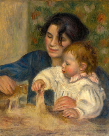 Gabrielle and Jean Black Ornate Wood Framed Art Print with Double Matting by Renoir, Pierre-Auguste