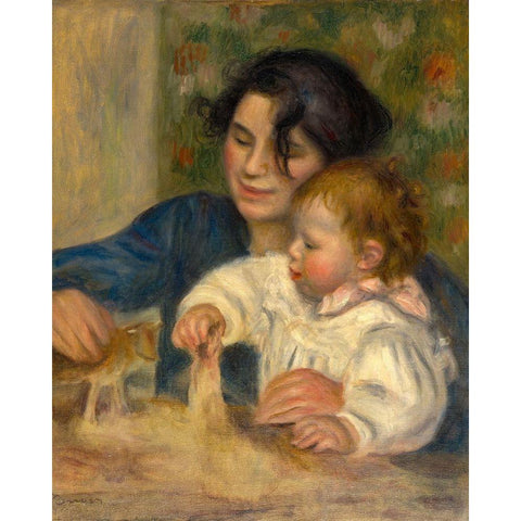 Gabrielle and Jean Black Modern Wood Framed Art Print by Renoir, Pierre-Auguste