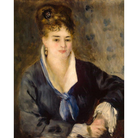 Woman in Black White Modern Wood Framed Art Print by Renoir, Pierre-Auguste