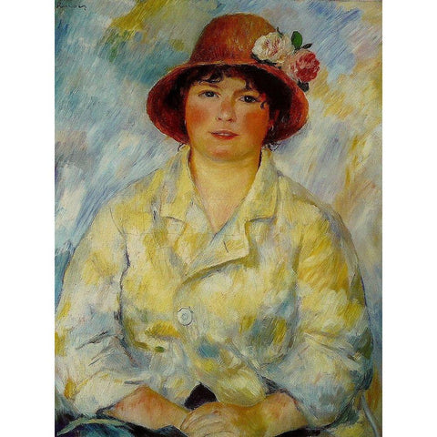 Portrait of Madame Renoir White Modern Wood Framed Art Print by Renoir, Pierre-Auguste