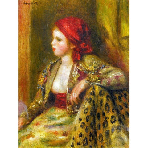 Odalisque White Modern Wood Framed Art Print by Renoir, Pierre-Auguste