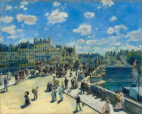 Pont Neuf Black Ornate Wood Framed Art Print with Double Matting by Renoir, Pierre-Auguste