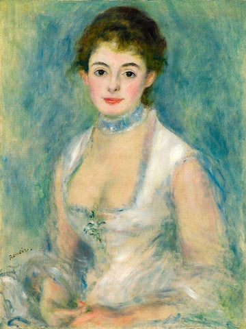 Portrait of Madame Henriot Black Ornate Wood Framed Art Print with Double Matting by Renoir, Pierre-Auguste