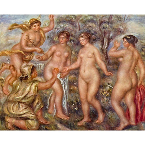 The Judgment of Paris White Modern Wood Framed Art Print by Renoir, Pierre-Auguste