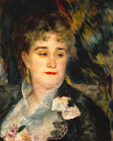 Madame Charpentier White Modern Wood Framed Art Print with Double Matting by Renoir, Pierre-Auguste