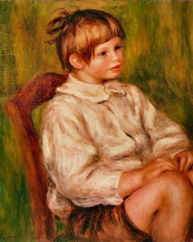 Coco Claude Renoir White Modern Wood Framed Art Print with Double Matting by Renoir, Pierre-Auguste