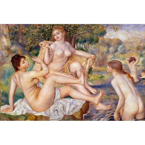 The Large Bathers Black Modern Wood Framed Art Print with Double Matting by Renoir, Pierre-Auguste