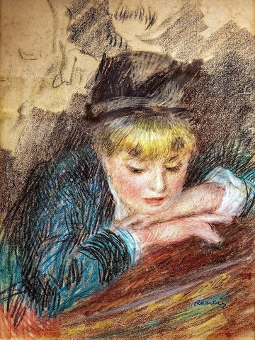 Portrait of a girl White Modern Wood Framed Art Print with Double Matting by Renoir, Pierre-Auguste