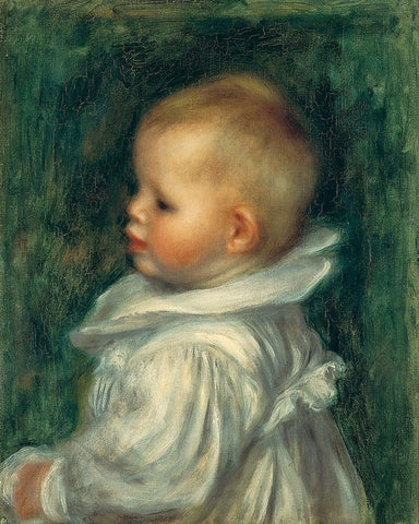 Portrait of Claude Renoir White Modern Wood Framed Art Print with Double Matting by Renoir, Pierre-Auguste