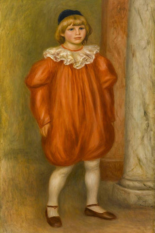 Claude Renoir in Clown Costume Black Ornate Wood Framed Art Print with Double Matting by Renoir, Pierre-Auguste