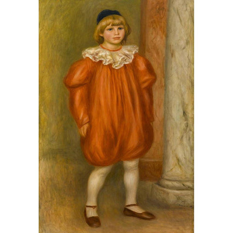 Claude Renoir in Clown Costume Black Modern Wood Framed Art Print by Renoir, Pierre-Auguste