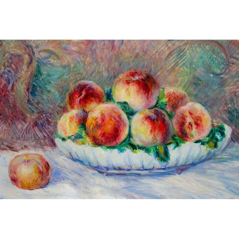 Peaches Black Modern Wood Framed Art Print with Double Matting by Renoir, Pierre-Auguste