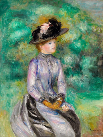 Adrienne White Modern Wood Framed Art Print with Double Matting by Renoir, Pierre-Auguste