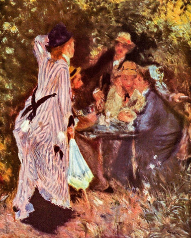 In the garden - Under the arbor Black Ornate Wood Framed Art Print with Double Matting by Renoir, Pierre-Auguste