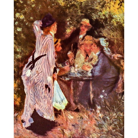 In the garden - Under the arbor Black Modern Wood Framed Art Print by Renoir, Pierre-Auguste