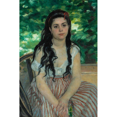 Summer White Modern Wood Framed Art Print by Renoir, Pierre-Auguste