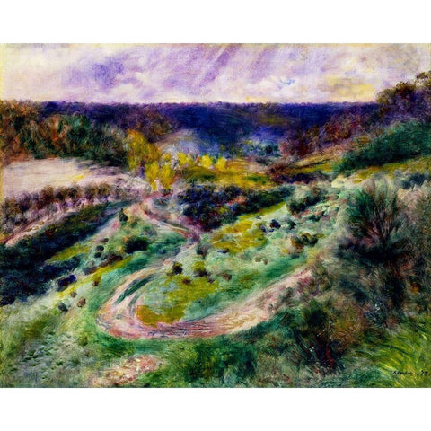 Road at Wargemont Gold Ornate Wood Framed Art Print with Double Matting by Renoir, Pierre-Auguste