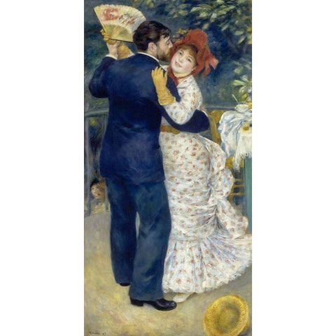 Country Dance White Modern Wood Framed Art Print by Renoir, Pierre-Auguste