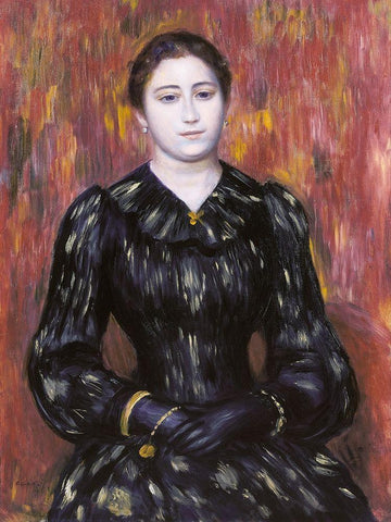 Portrait of Mme. Paulin White Modern Wood Framed Art Print with Double Matting by Renoir, Pierre-Auguste