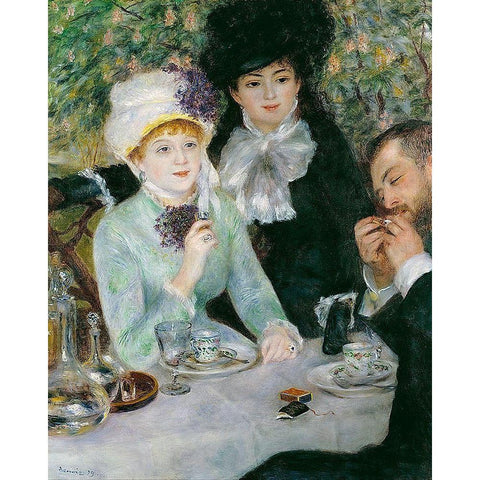 After the Luncheon Black Modern Wood Framed Art Print with Double Matting by Renoir, Pierre-Auguste