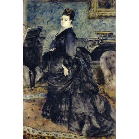 Portrait of a Woman, Mme Georges Hartmann Gold Ornate Wood Framed Art Print with Double Matting by Renoir, Pierre-Auguste