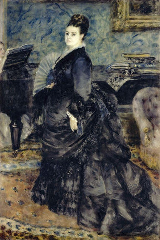 Portrait of a Woman, Mme Georges Hartmann White Modern Wood Framed Art Print with Double Matting by Renoir, Pierre-Auguste