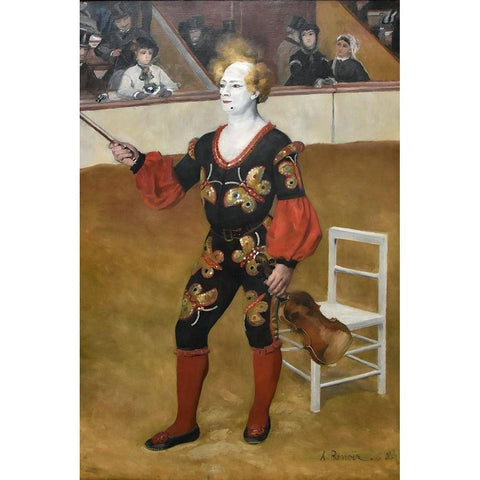 The clown Gold Ornate Wood Framed Art Print with Double Matting by Renoir, Pierre-Auguste