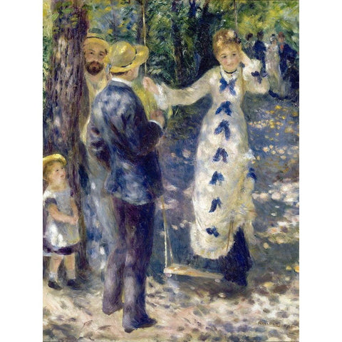 The Swing Black Modern Wood Framed Art Print with Double Matting by Renoir, Pierre-Auguste
