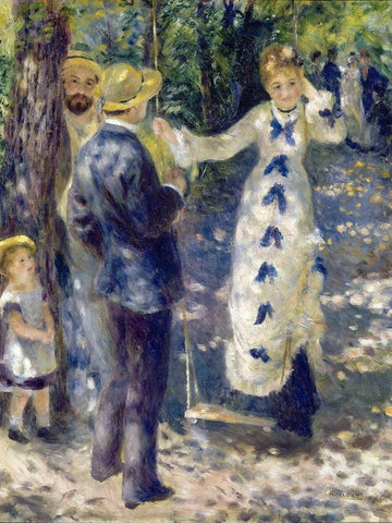 The Swing Black Ornate Wood Framed Art Print with Double Matting by Renoir, Pierre-Auguste