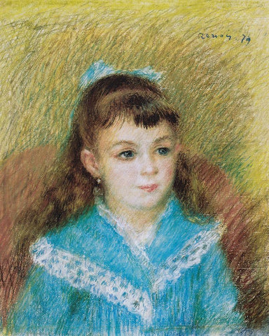 Portrait of a Young Girl, Elisabeth Maitre 1879 White Modern Wood Framed Art Print with Double Matting by Renoir, Pierre-Auguste