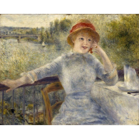 Alphonsine Fournaise Black Modern Wood Framed Art Print by Renoir, Pierre-Auguste