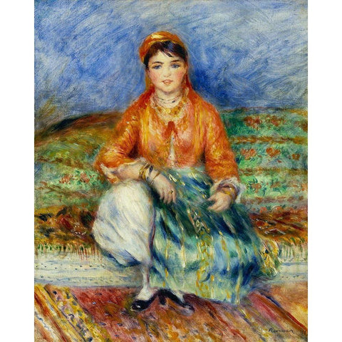 Algerian Girl Black Modern Wood Framed Art Print with Double Matting by Renoir, Pierre-Auguste