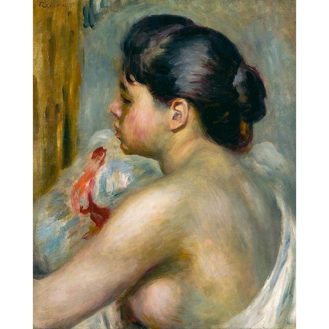 Dark Haired Woman White Modern Wood Framed Art Print by Renoir, Pierre-Auguste