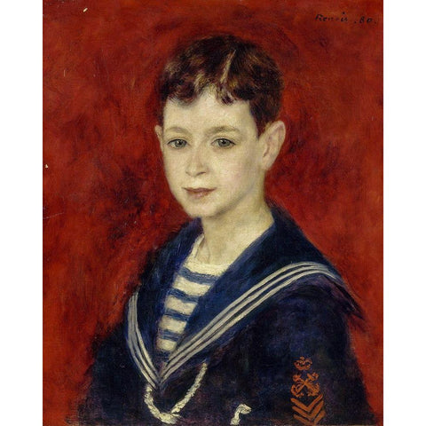 Fernand Halphen as a Boy Black Modern Wood Framed Art Print by Renoir, Pierre-Auguste